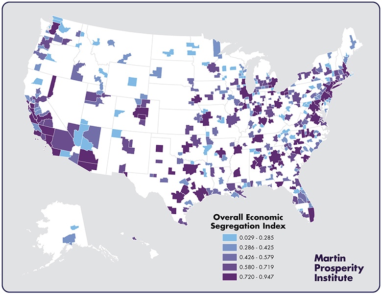 U.S. Cities Levels of Economic Segregation
